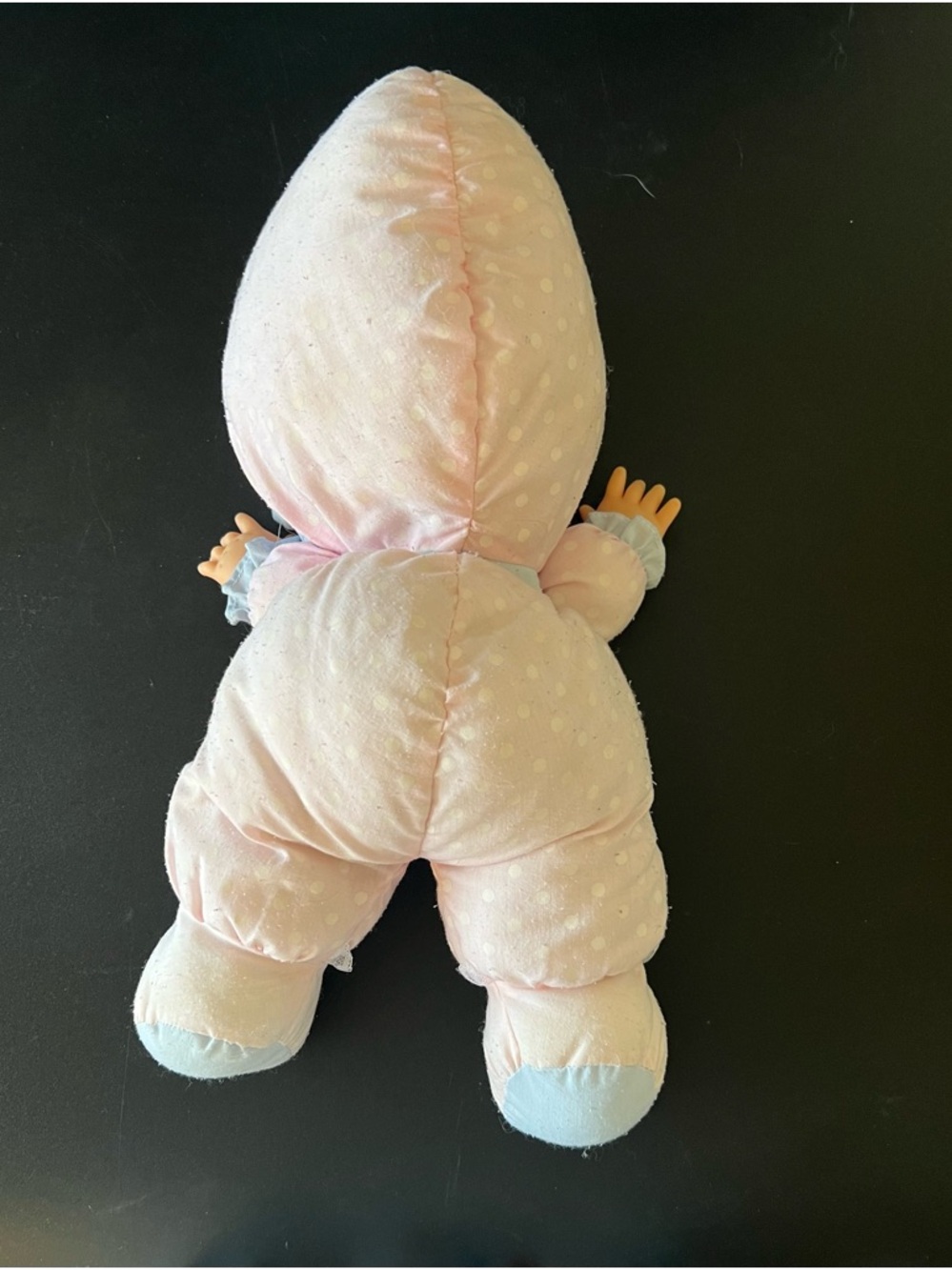 Plush Baby Doll in Soft Pink with Blue Trim - Picture 2 of 7